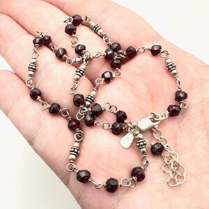 Silpada Womens Necklace Sterling Silver Garnet Beads Chain N1053